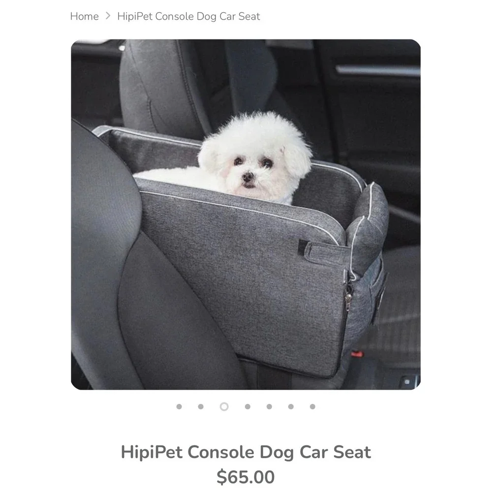 Pawroll Hipi Pet Console Dog Car Seat‎ Small Pet Carrier Grey Travel Booster Bed